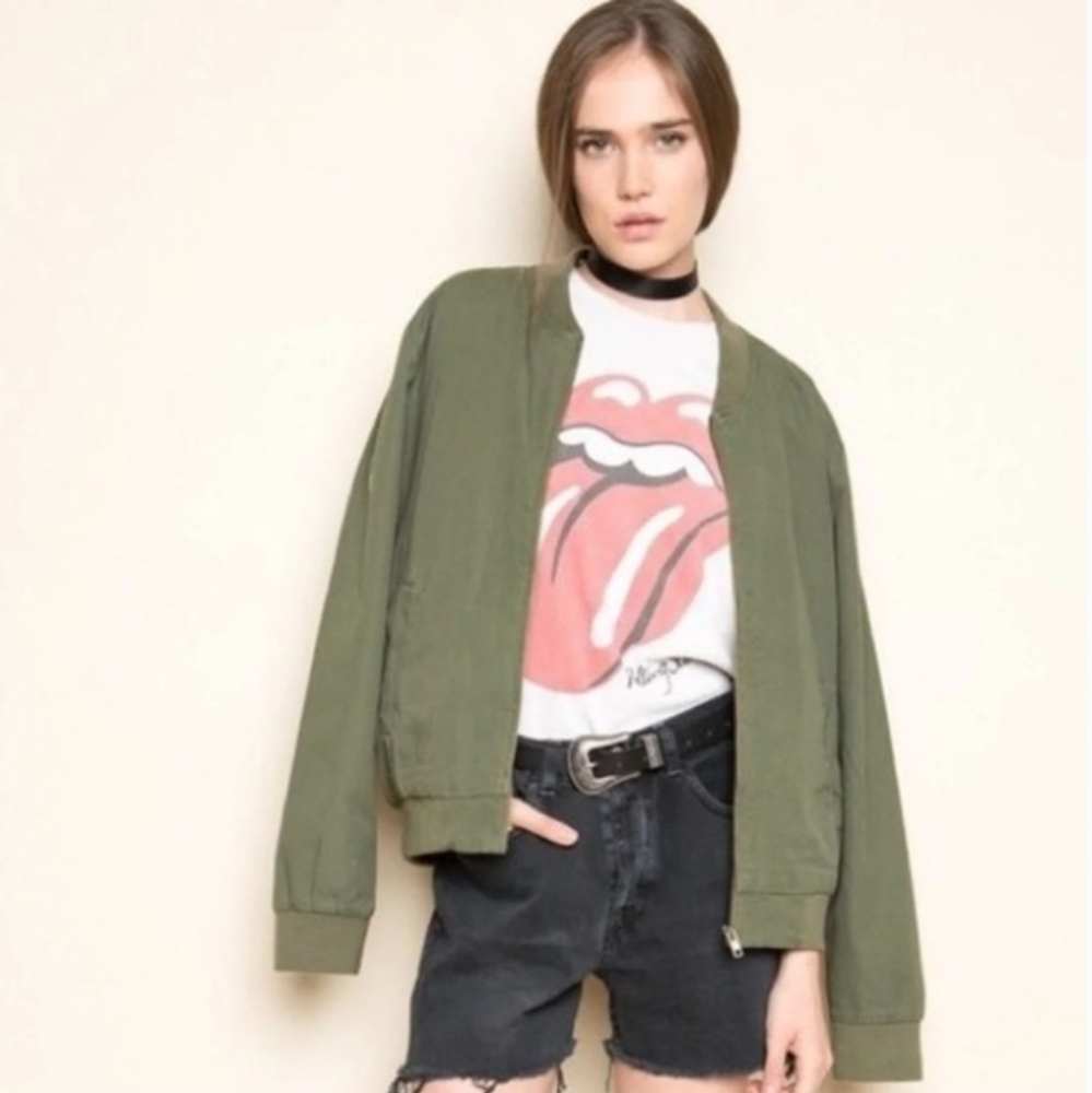 Brandy Melville Green Bomber Jacket